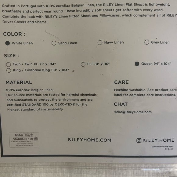 Riley Linen Flat Sheet​​ - Picture 3 of 5